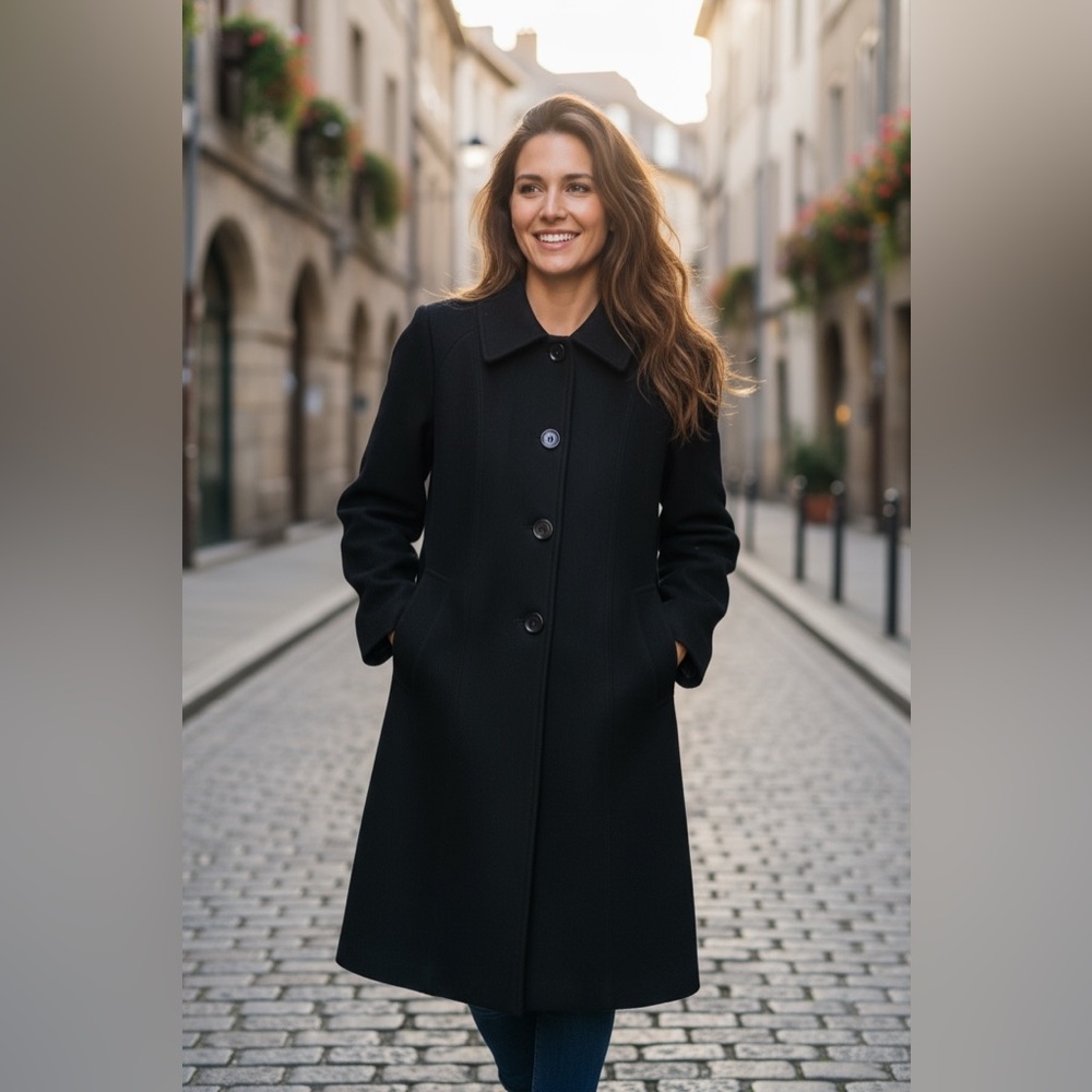 - Donny Brook Long Llama Wool Coat Womens 12 Black made in Russia